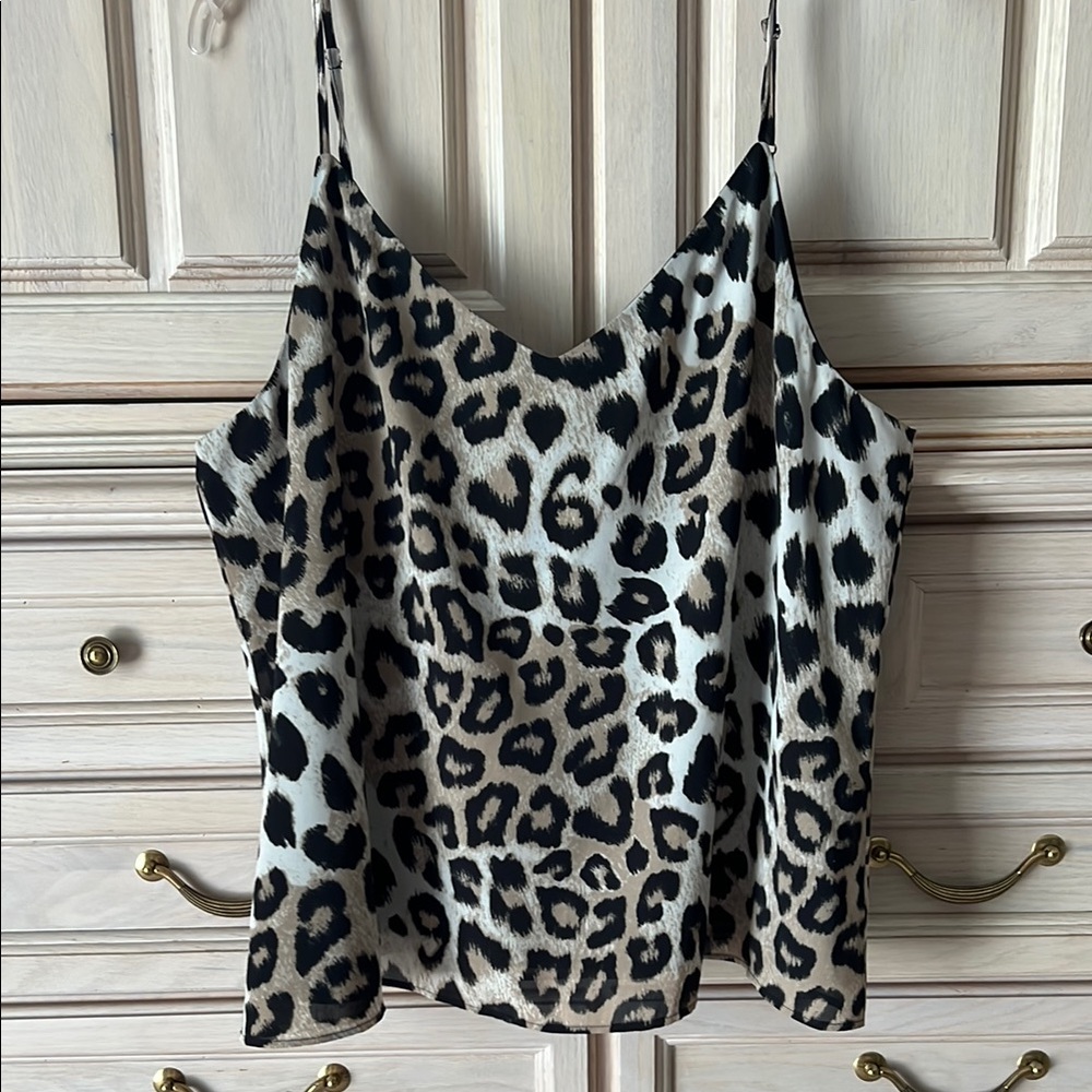 Banana Republic Black and Tan Leopard Print Cami
